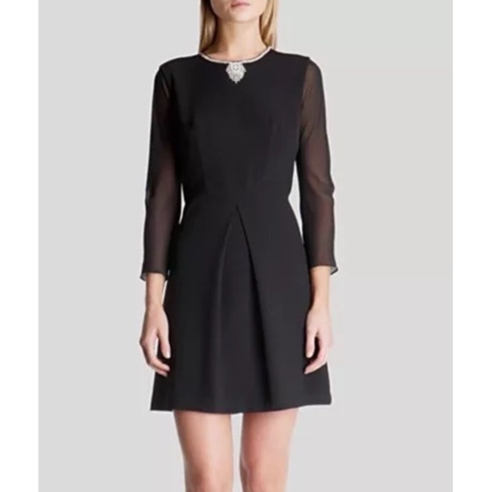 Ted Baker Long Sleeve Necklace Detail Black Jewel Dress Party Wedding Cocktail